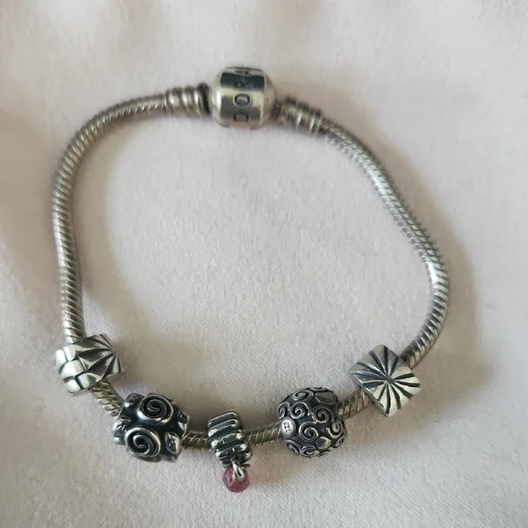 Pandora Silver Bracelet with Pink Charm - Picture 2 of 3